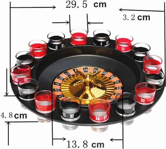 Alista Home Joc De Ruletă De Băut 16 Pahare De Shot Roșii Negre 30 X 30 X 5.5 Cm Model 2