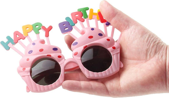 Ochelari La Mulți Ani Tematică De Ziua De Naștere Protecție Solară Design Cupcake Din Plastic 18.5x11.5 Cm Roz