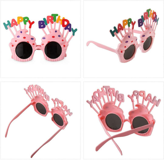 Ochelari La Mulți Ani Tematică De Ziua De Naștere Protecție Solară Design Cupcake Din Plastic 18.5x11.5 Cm Roz