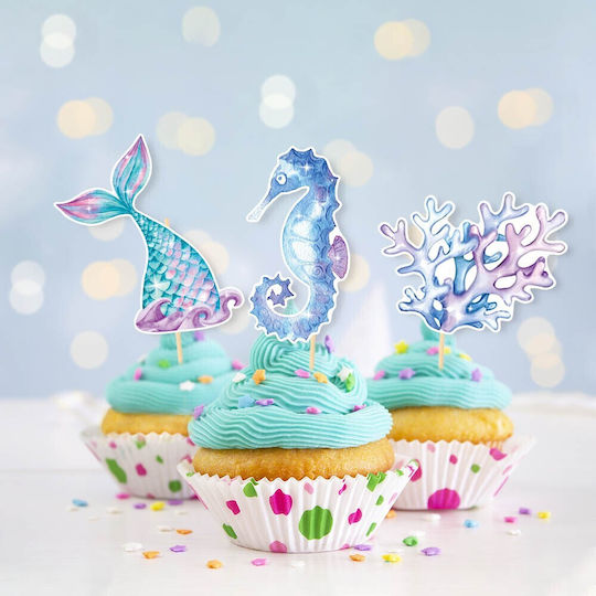 Set 6 Mermaid Cake Toppers Alista Home Mermaid Collection Multicolor