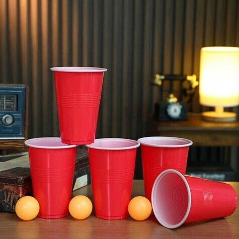 Joc De Băutură Beer Pong Alista Home 24 Cupe 24 Bile Material Din Plastic Reutilizabil Portabil Roșu