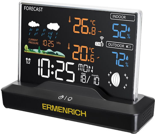 Ermenrich 86035 Wireless Digital Tabletop Weather Station Brown