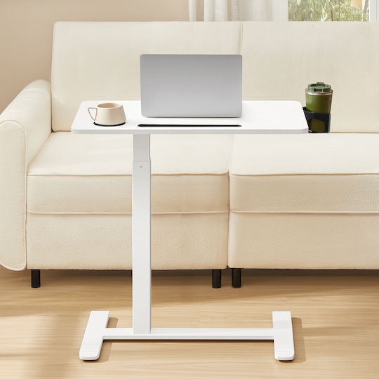 Wooden Computer Desk White with Metal Legs & Adjustable Height 70x40x65cm