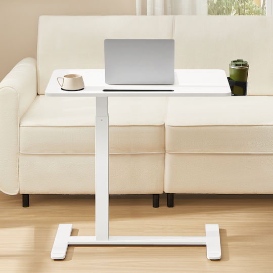 Birou de Calculatoare din Lemn Alb Cloud cu Picioare Metalice și Înălțime Reglabilă 80x45x65cm