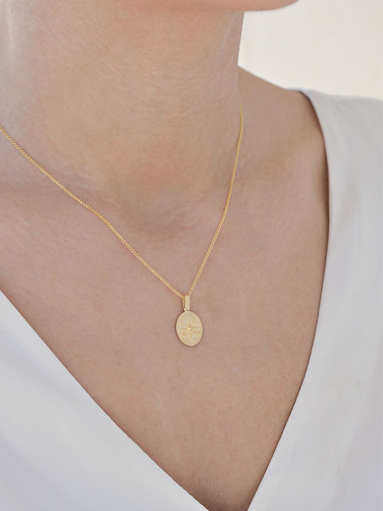 Pendant Kids Charm Double Sided with Chain Constantine Coin Gold 14K 52UK7635-P