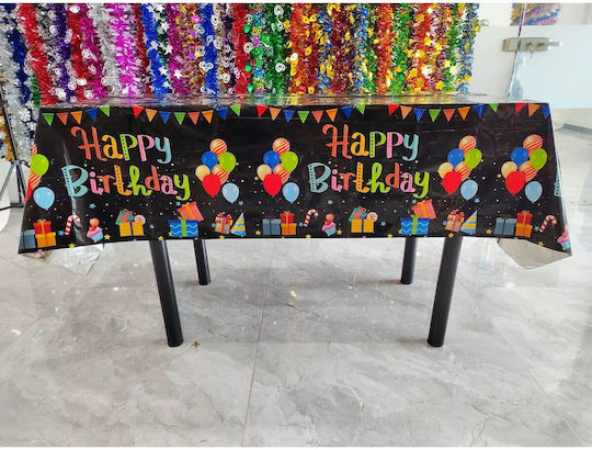 Husă De Masă Alista Home Folie Happy Birthday Balon Imprimat 137 X 274 Cm Neagră