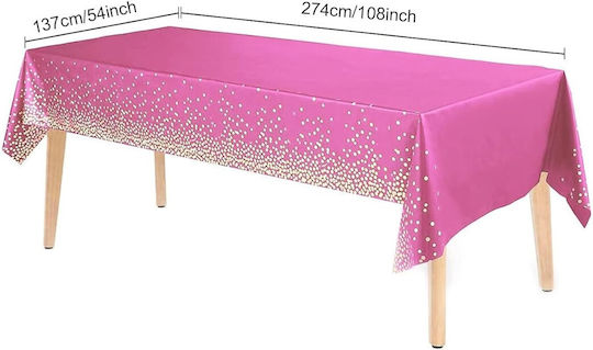 Husă De Masă Alista Home Din Peva Auriu Cu Buline Imprimat 137 X 274 Cm Rezistentă La Apă Și Pete Curățare Rapidă Roz