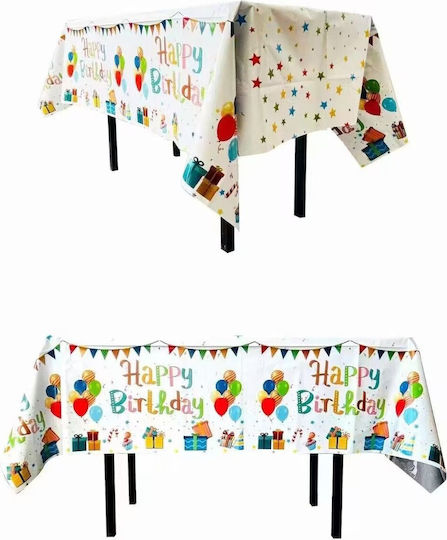 Husă De Masă Pentru Petreceri Alista Home Folie Happy Birthday Balon Imprimat 137 X 274 Cm Albă