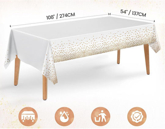 Husă De Masă Alista Home Din Peva Cu Buline Imprimat 137 X 274 Cm Rezistentă La Apă Și Pete Curățare Rapidă Maro