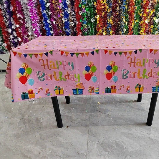 Husă De Masă Alista Home Folie Happy Birthday Balon Imprimat 137 X 274 Cm Roz