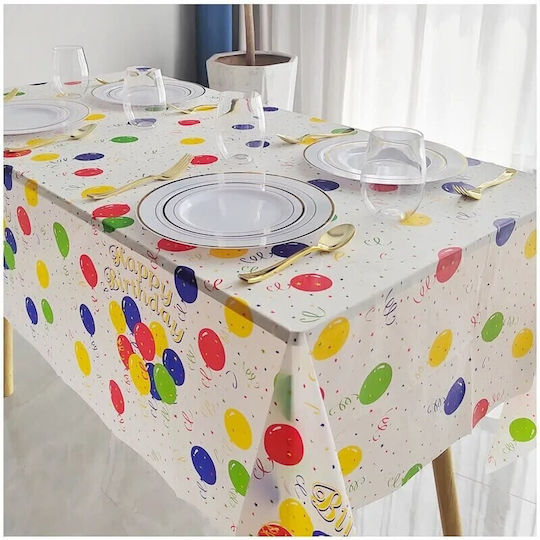 Husă De Masă Alista Home Din Peva Cu Imprimeu Balon La Mulți Ani 137 X 274 Cm Rezistentă La Apă Și Pete Curățare Rapidă Multicoloră