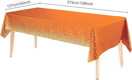 Husă De Masă Alista Home Din Peva Cu Buline Aurii 137 X 274 Cm Rezistentă La Apă Și Pete Curățare Rapidă Portocalie