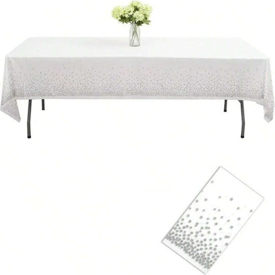 Husă De Masă Alista Home Din Peva Cu Buline Imprimat 137 X 274 Cm Rezistentă La Apă Fără Pete Curățare Rapidă Argintie