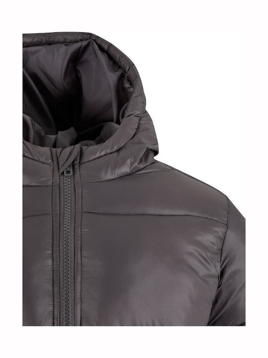 Kids Quilted Long Coat with Hood Magnet