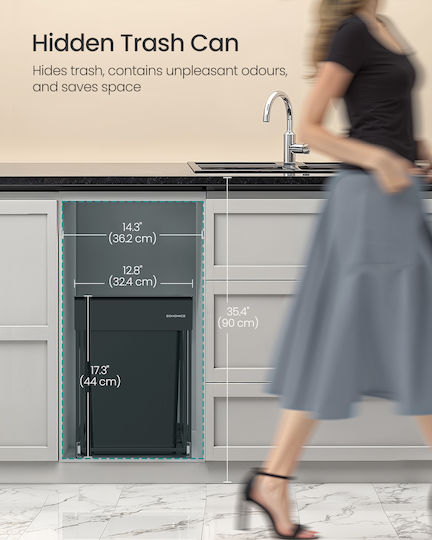 Songmics Coș De Gunoi De Reciclare Pentru Dulap Metalic 20lt Negru