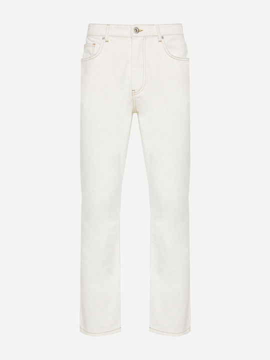Men's Jeans Pants with Relaxed Straight Fit Off White
