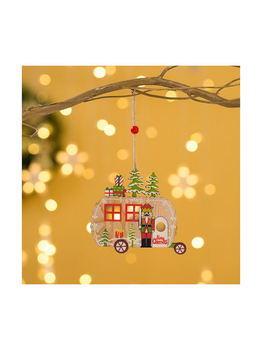 Ornament De Crăciun Pentru Brad Alista Home Figurina Lemn Nutcracker Model Mașină Cu Lumină Multicolor