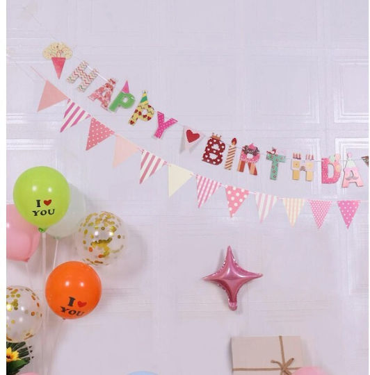 Pancartă Happy Birthday 100x200 Cm Alista Home Include Rulou De Ață Tema Bomboane Multicoloră