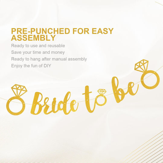 Banner Bride To Be Alista Home Mărime 30x20 Cm Role De Ață Inclusă Temă Nuntă Decorațiuni Pentru Petreceri Aurii