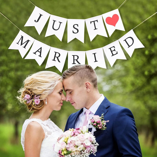 Dekorative Banner Alista Home Just Married Modell Hochzeitsthema Schwarz-Weiß