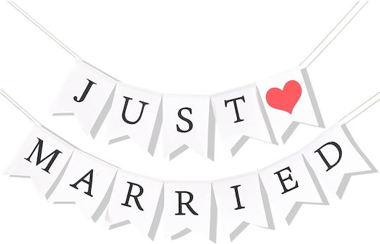 Dekorative Banner Alista Home Just Married Modell Hochzeitsthema Schwarz-Weiß