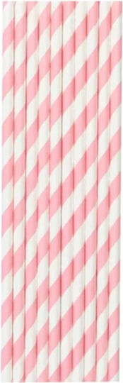 Set 25 Strohhalme Alista Home Papier 20 Cm Gestreiftes Muster Weiß Pink