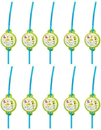 Set 10 Straws Alista Home Dino Park Collection 26 X 7 Cm Cardboard Plastic Multicolor