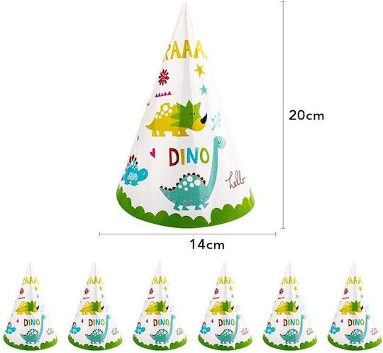 Set 6 Pălării De Petrecere Alista Home Dino Park Colecție 20 X 14 Cm Carton Multicolor
