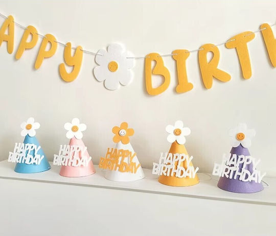 Set 3 Pălării De Petrecere Happy Birthday Alista Home Temă De Sărbătoare Floare Din Spumă Multicolor