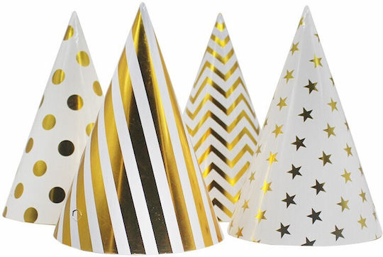 Set 6 Pălării De Petrecere Metalice Alista Home Celebration Birthday Theme Polka Dot Design 20 Cm Aurii