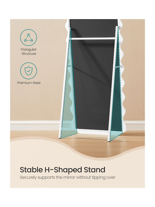 Songmics Oglindă De Podea Cu Cadru Metalic Alb 160x50cm