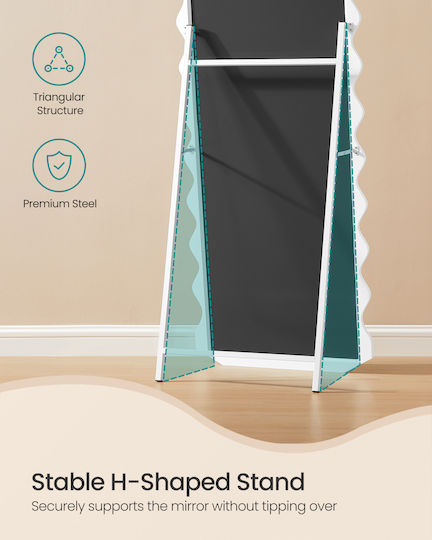 Songmics Gewölbter Boden- oder Standspiegel mit Weißem Metallrahmen 160x50cm