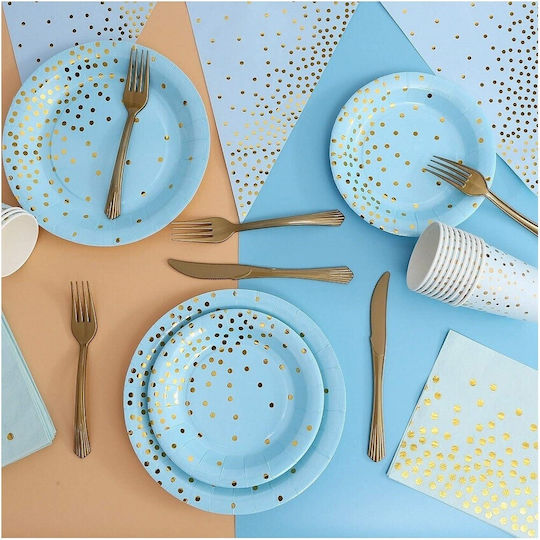 Set 20 Servetele Pentru Petreceri Alista Home Auriu Cu Buline Albastre 17 X 17 Cm