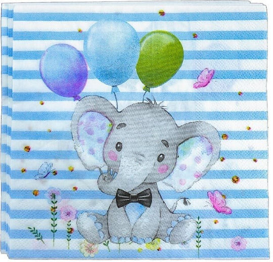 Set 20 Servetele Pentru Petreceri Alista Home Cu Imprimeu Elefant Hârtie 16.5 X 16.5 Cm Albastre