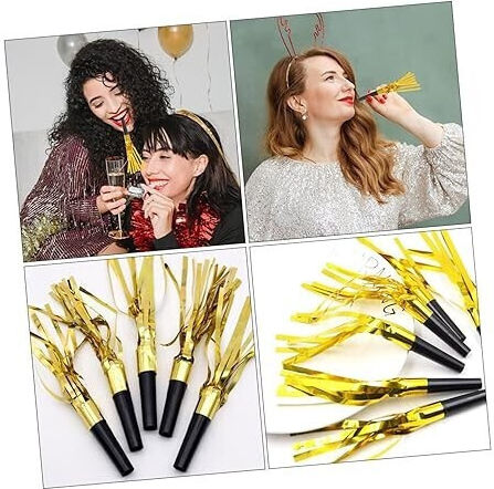 Set 6 Fluierături Party Cu Ciucuri Alista Home Plastic Auriu