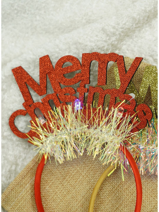 Merry Christmas Headband Hoop Red Glitter Standard Size Alista Home