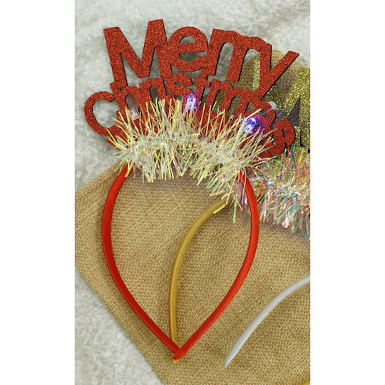 Merry Christmas Headband Hoop Red Glitter Standard Size Alista Home