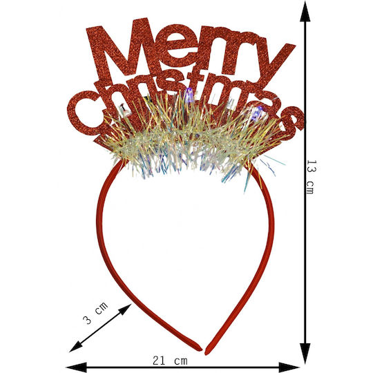 Merry Christmas Headband Hoop Red Glitter Standard Size Alista Home