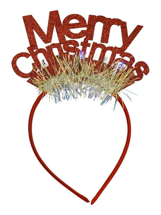 Merry Christmas Headband Hoop Red Glitter Standard Size Alista Home