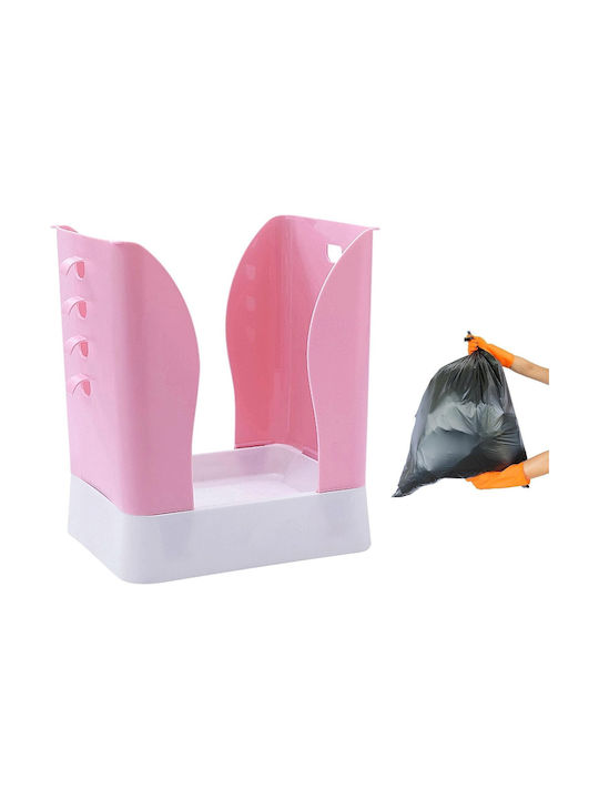 Expandable Trash Bin Alista Home Plastic Adjustable Foldable Versatile Kitchen Bathroom Office Universal Bin 21x25x17 Cm Pink White