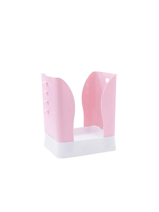 Expandable Trash Bin Alista Home Plastic Adjustable Foldable Versatile Kitchen Bathroom Office Universal Bin 21x25x17 Cm Pink White