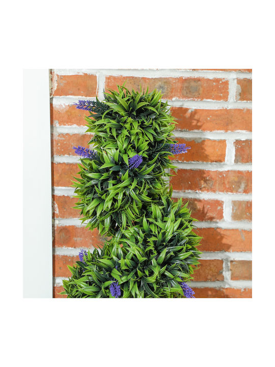 Homcom Set of 2 Artificial Plants Spiral Design Cement Base Green