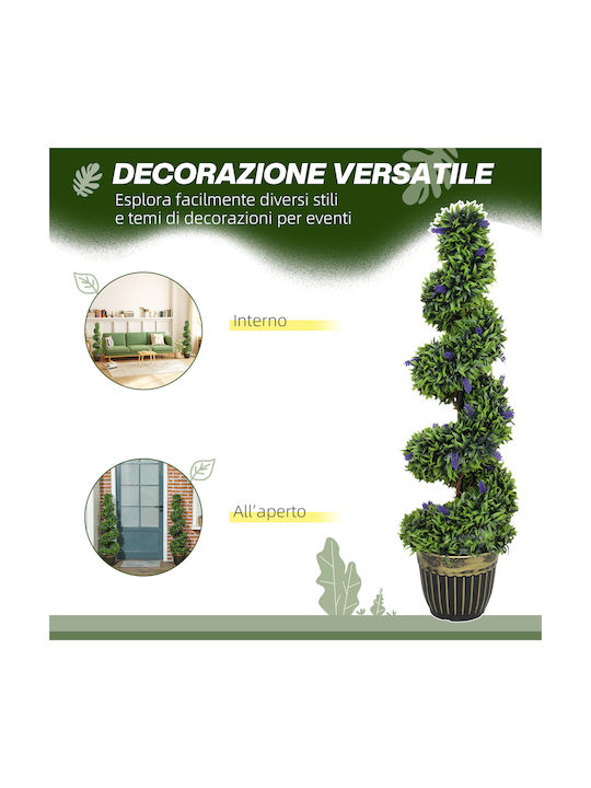 Homcom Set of 2 Artificial Plants Spiral Design Cement Base Green