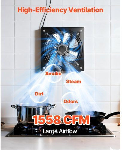 Vevor 30.5 Cm Exhaust Fan 1558 Cfm High Velocity Wall Mount Vent Fan Speed Control 70w Low Consumption Portable Ventilation Extractor Attic Garage Basement Workshop Kitchen Chicken Coop