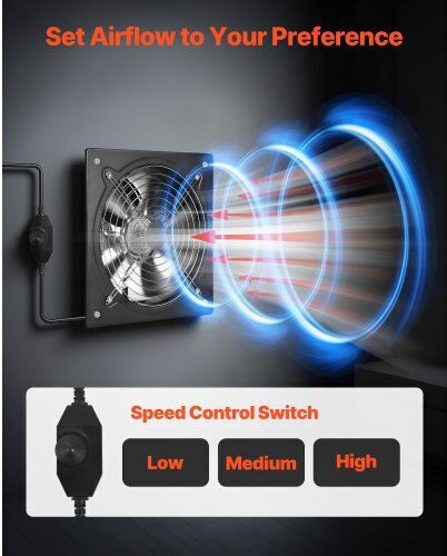 Vevor 30.5 Cm Exhaust Fan 1558 Cfm High Velocity Wall Mount Vent Fan Speed Control 70w Low Consumption Portable Ventilation Extractor Attic Garage Basement Workshop Kitchen Chicken Coop