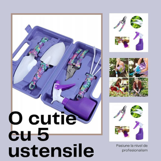 Set 5 Accesorii Grădină Alista Home Geantă Depozitare Inclusă Oțel Inoxidabil 38 X 29 Cm Mov