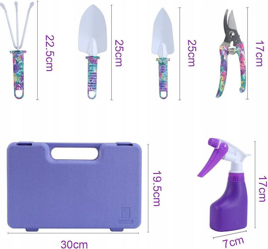 Set 5 Accesorii Grădină Alista Home Geantă Depozitare Inclusă Oțel Inoxidabil 38 X 29 Cm Mov