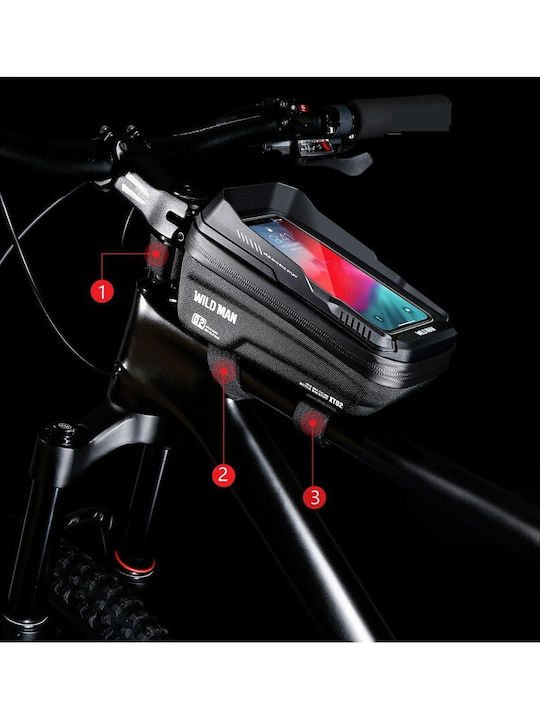 Bicycle Bag Phone Holder Alista Home 1l Capacity 20.5x11.1x10.5 Cm Storage Space Waterproof Protection Touchscreen 3-point Fixation Light Protection Headphone Hole Black
