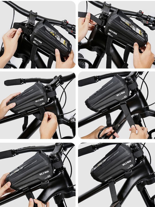 Suport Telefon pentru Bicicletă Alista Home Capacitate 1l Spațiu de Depozitare 20.5x11.1x10.5 Cm Protecție Impermeabilă Ecran Tactil Fixare în 3 Puncte Protecție Lumină Orificiu pentru Căști Negru