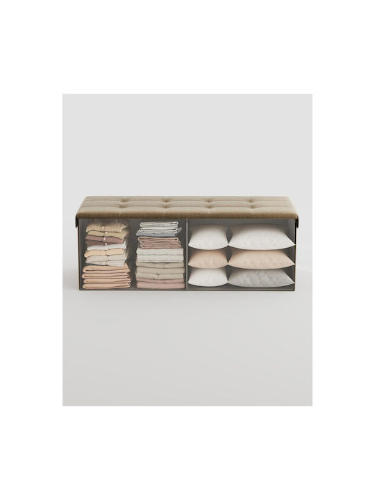 Stool For Living Room Collapsible With Storage Space Upholstered with Fabric Coffee 110x38x38cm